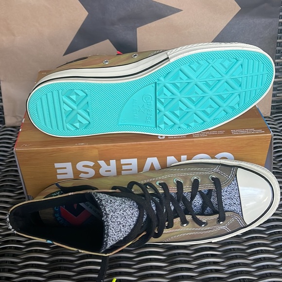 Converse Chuck Taylor All Star 70 Hi Brown/Solar Red/Electric Aqua mens NBA JAM - Picture 4 of 16